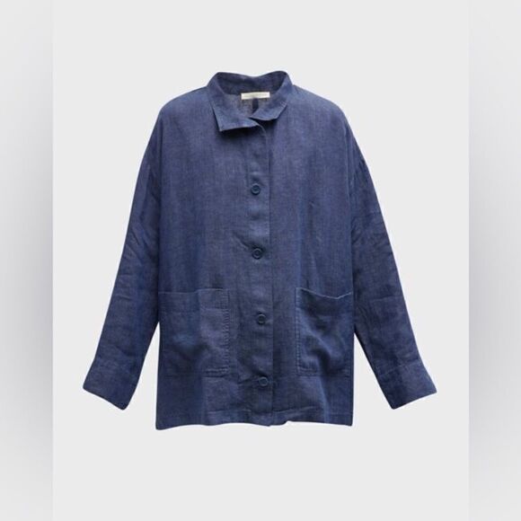 Nwt Eileen Fisher Dusk Washed Standard Collar Jacket - Picture 1 of 6